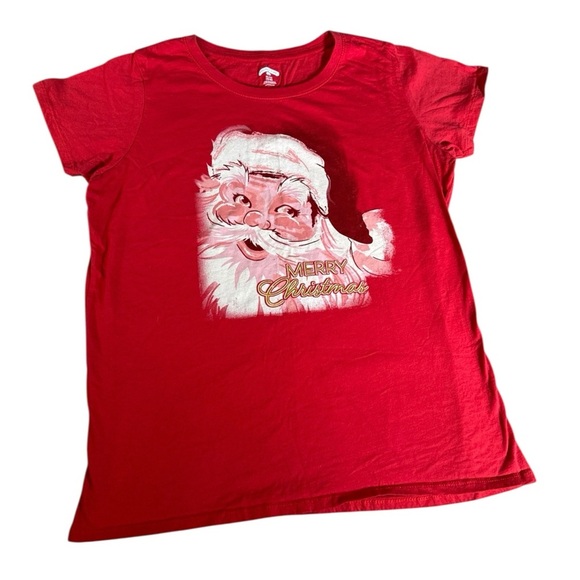 Holiday Time Santa Shirt Women’s XL 16-18 Red Merry Christmas Tee Vintage Look - Picture 7 of 7